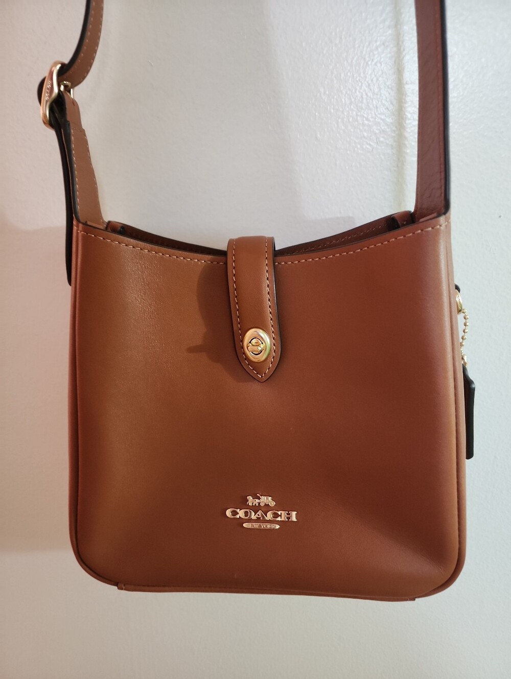 Coach Hadley Mini Tan Leather Crossbody with Gold Hardware - Picture 7 of 14